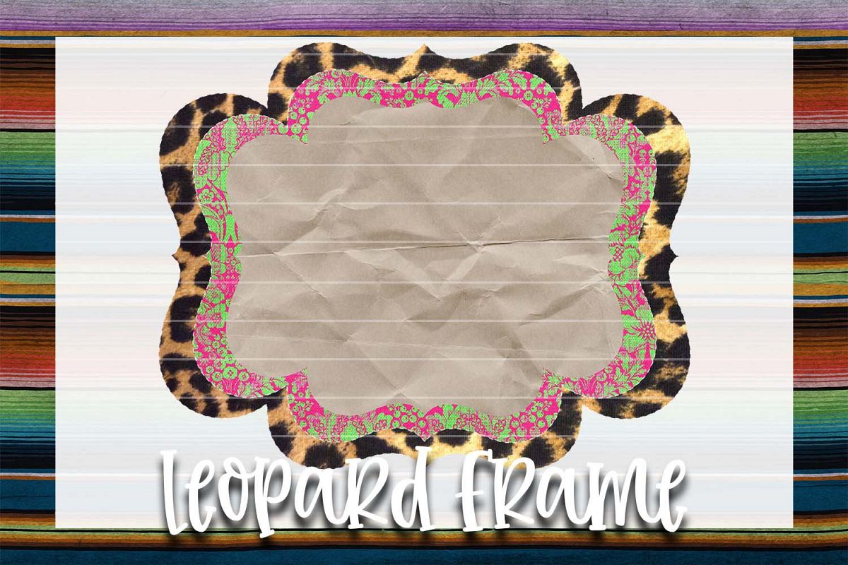 Pink & Green Demask Leopard Frame Background Element example image 1