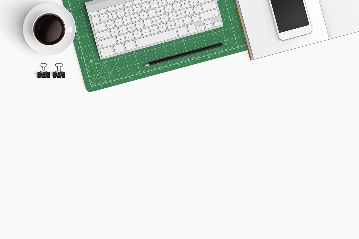 Modern workplace. Top view. Flat lay style. 21 example image 1