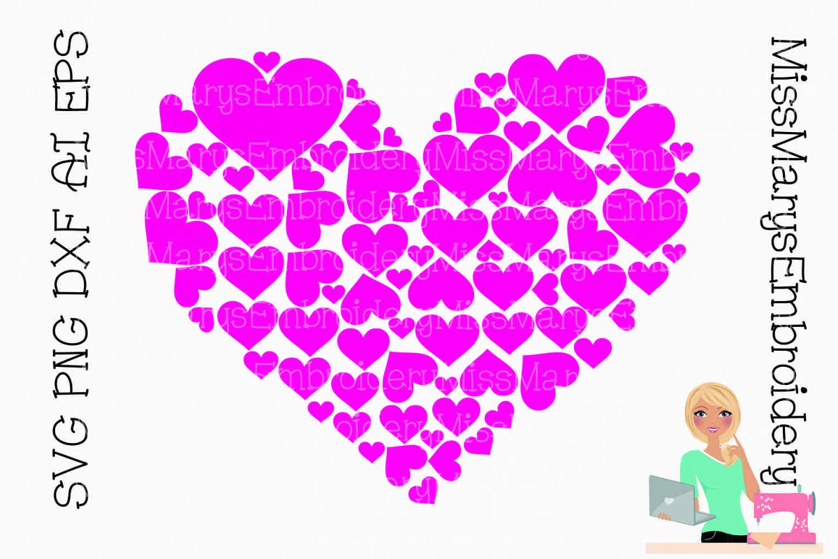 Heart Full of Hearts SVG Cutting File PNG DXF AI EPS example image 1