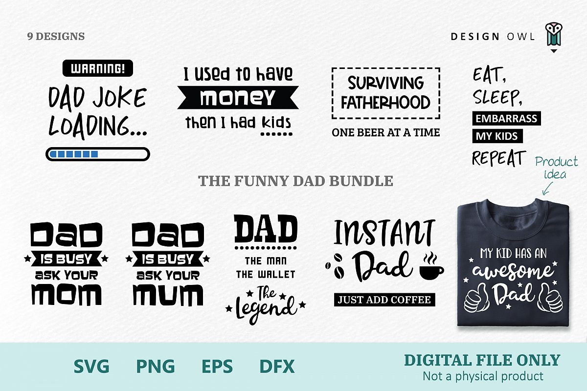 The Funny Dad Bundle - SVG cut files example image 1