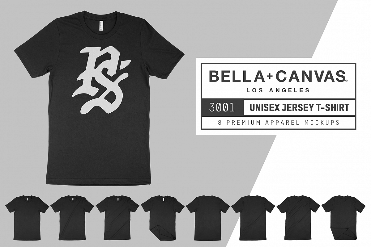 Bella Canvas 3001 Unisex Jersey T-Shirt Mockup Set example image 1