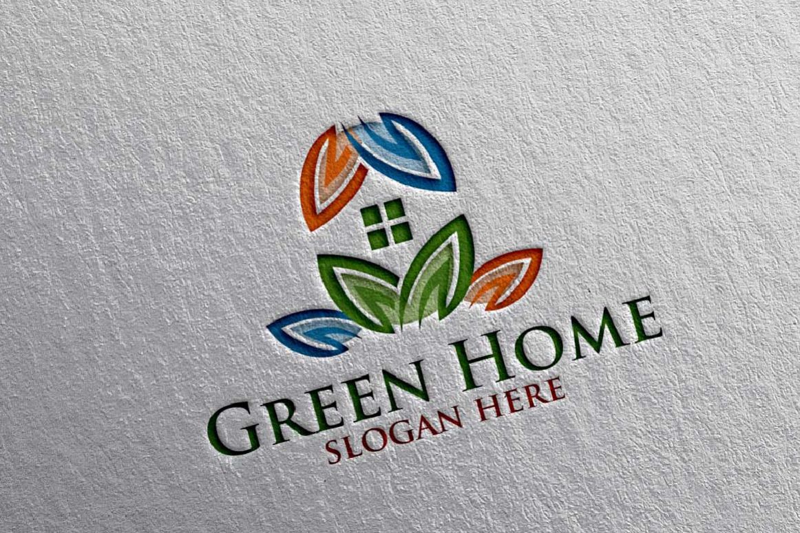 Real estate Logo, Green Home Logo 16 example image 1