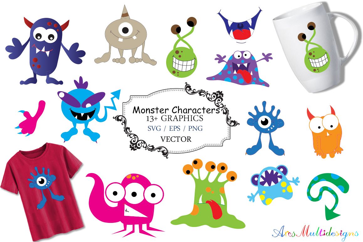 Monster characters svg / cute monster SVG / monster svg vector/ hand
