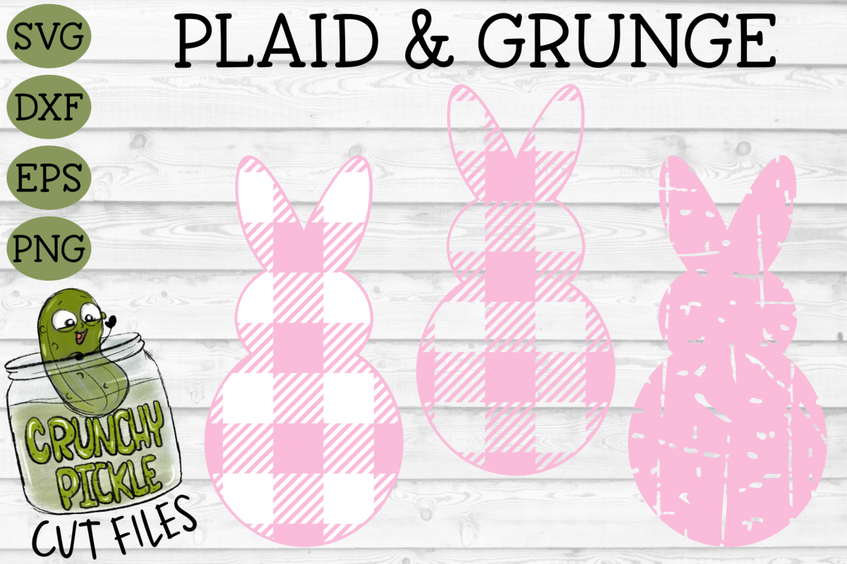 Plaid & Grunge Spring Easter Bunny 1 SVG Cut File example image 1