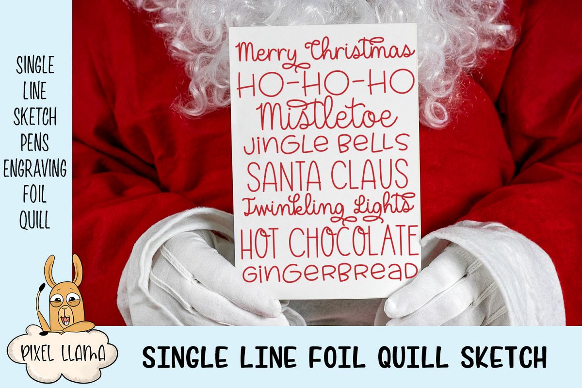 Christmas Card Word Art Single Line Sketch - 2 Versions example image 1