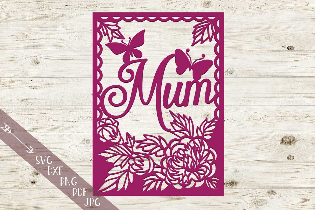 Floral mothers day frame Mum papercutting template svg dxf