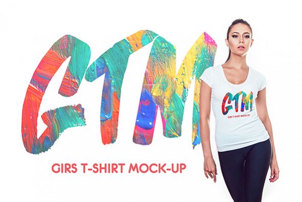 Women's T-shirts Mock-Up example image 1