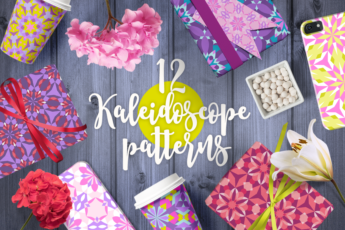 12 Kaleidoscope Seamless Patterns example image 1