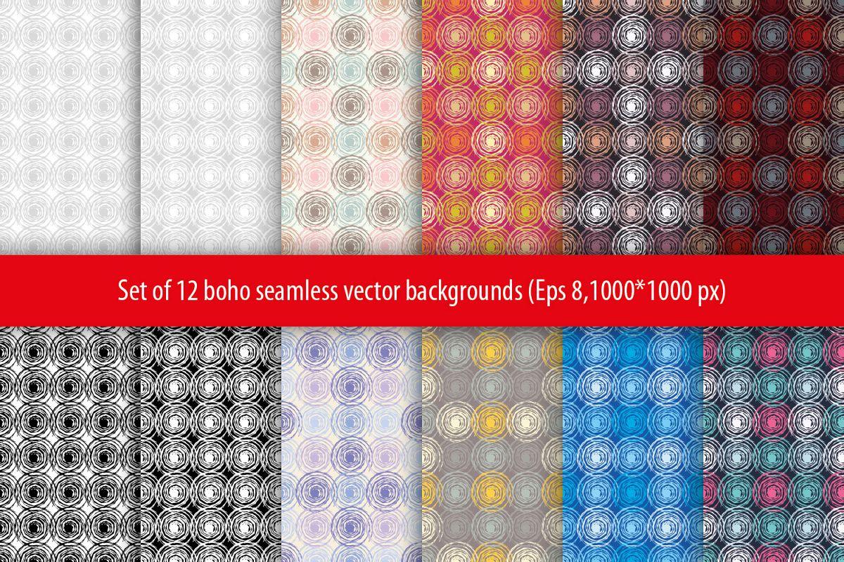 Set of 12 boho seamless vector backgrounds. example image 1