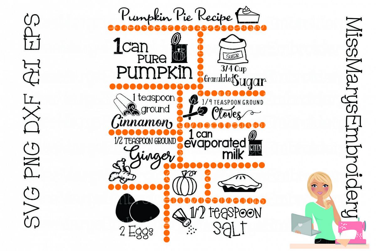 Download Pumpkin Pie Recipe SVG Cut File (161216) | Cut Files ...