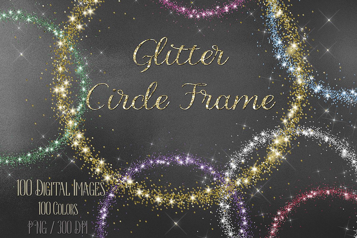 100 Glitter Particle Circle Frames Photo Frames Clip arts example image 1