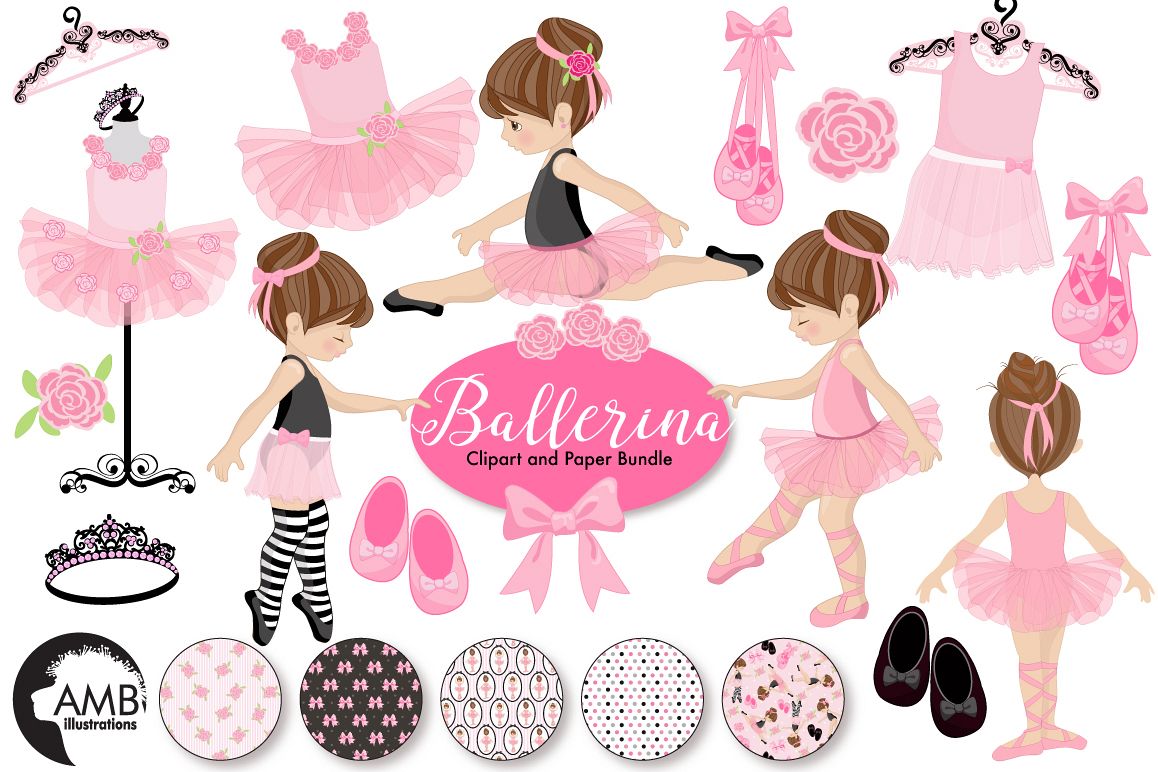 Ballerina clipart and paper BUNDLE, graphics and illustrations AMB-130678 example image 1