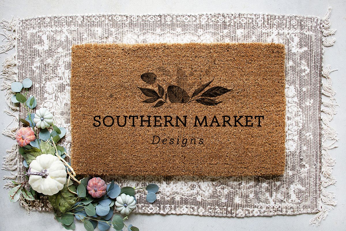 Fall Blank Door Mat Mock Up Photo Stock Photography example image 1