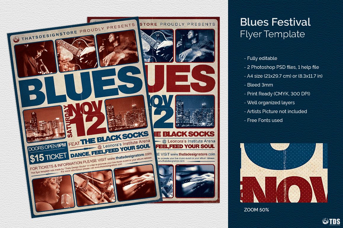 Blues Festival Flyer Template V2 example image 1