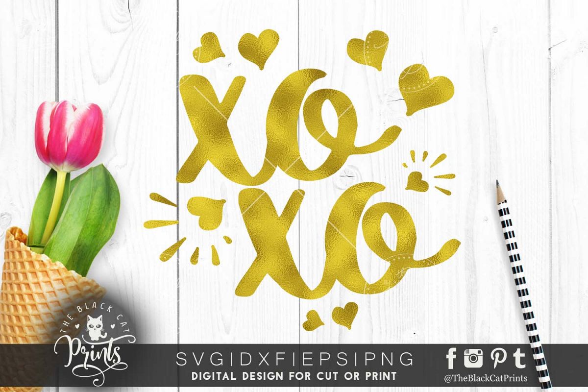XOXO - Hugs and kisses SVG PNG EPS DXF example image 1