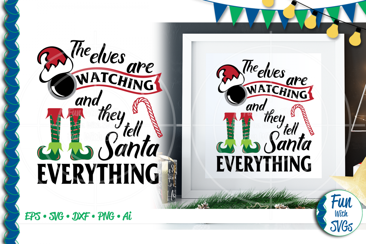 SVG The Elves Are Watching Vector, Cut File, Clip Art FWS391 example image 1