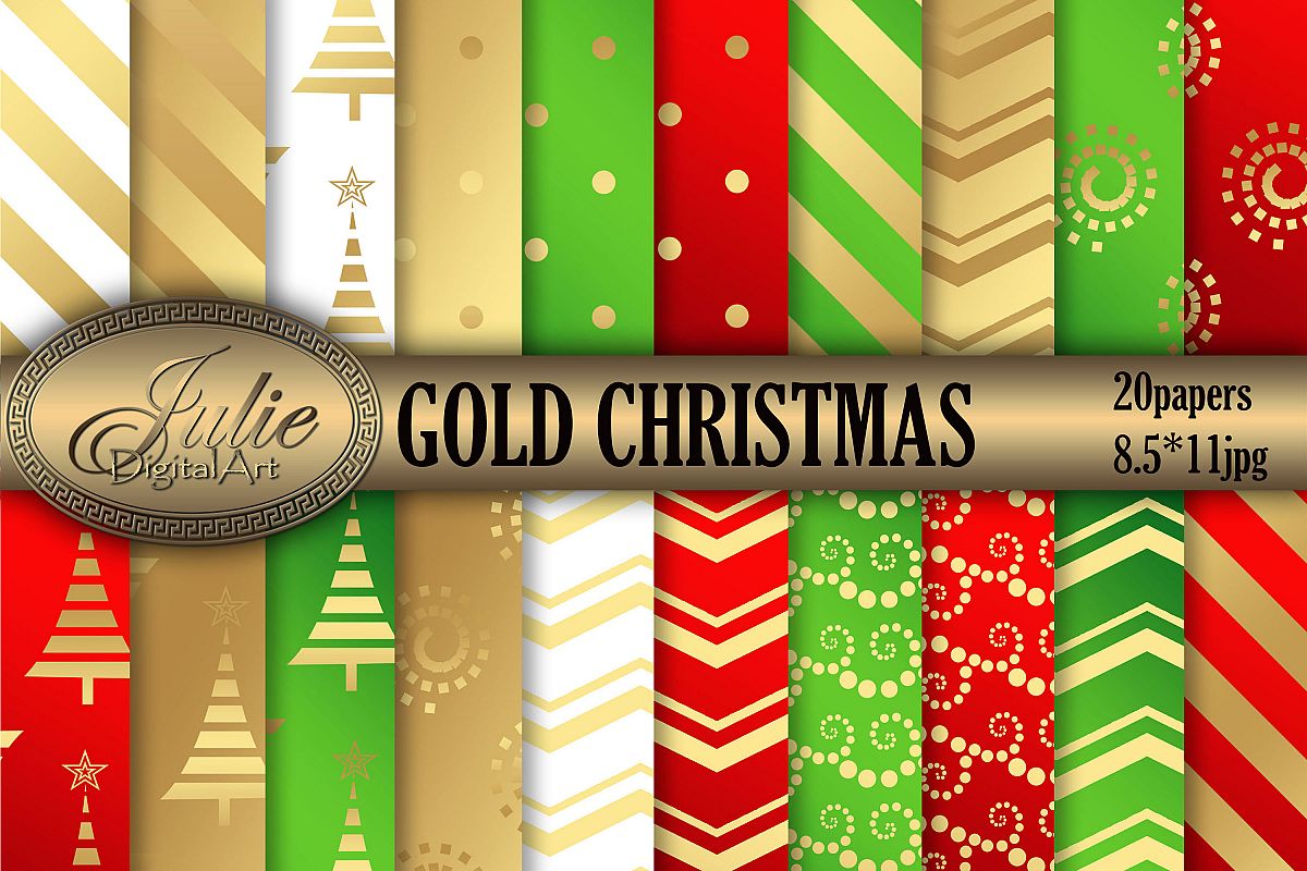 Gold Metallic Christmas background 8, 5 x 11 inch example image 1