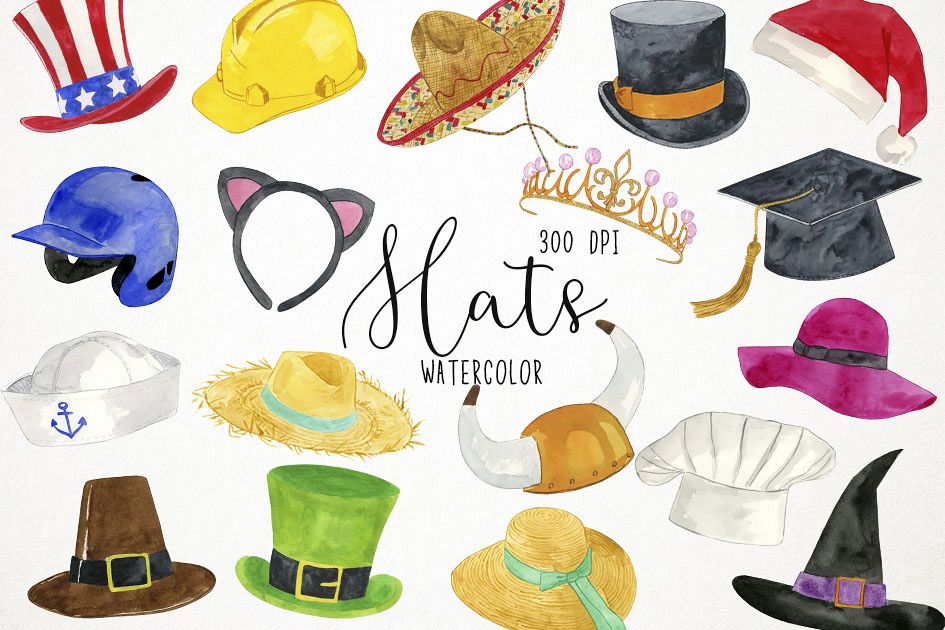 Hats Clipart, Hats Clip Art, Costumes Clipart, Caps Clipart example image 1