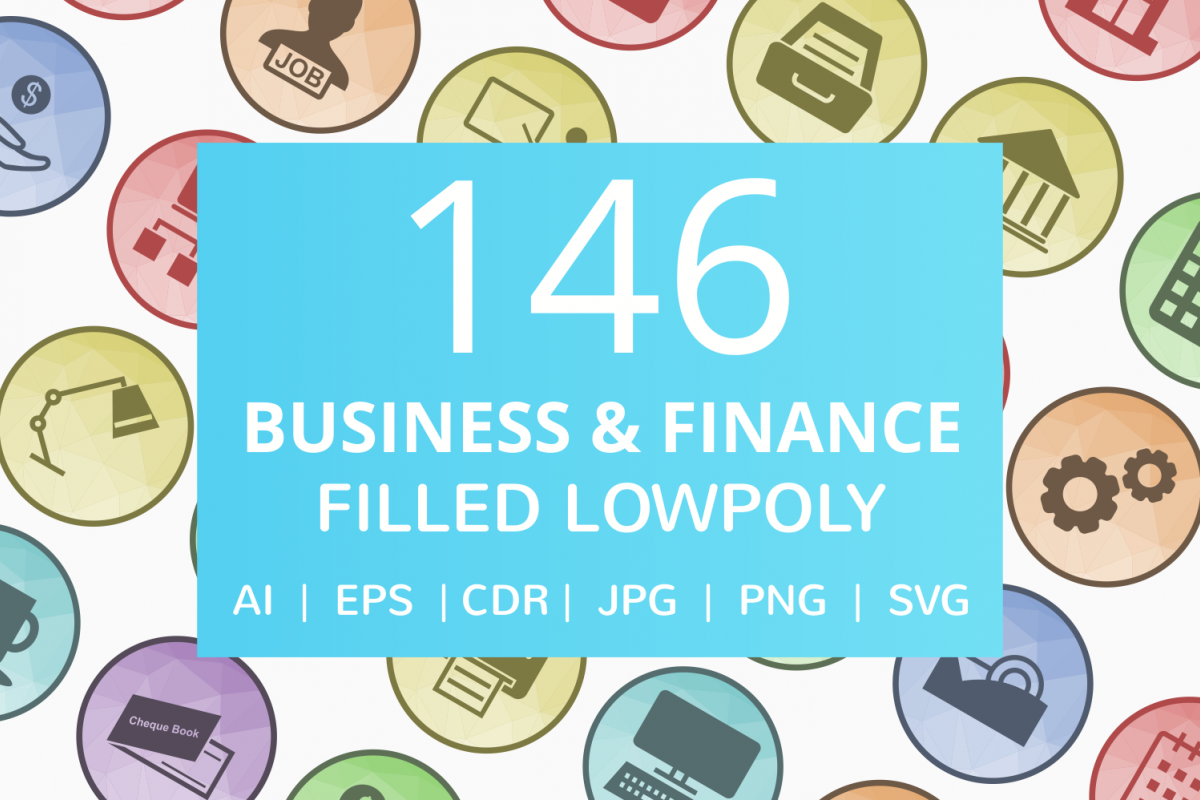 146 Business & Finance Filled Low Poly Icons example image 1