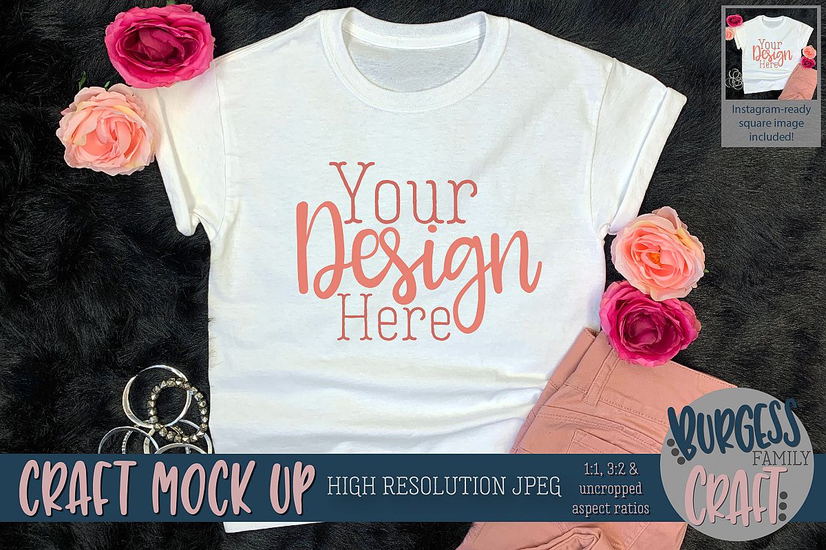 Youth Shirt Pretty in Pink Craft mock up | High Res JPEG example image 1