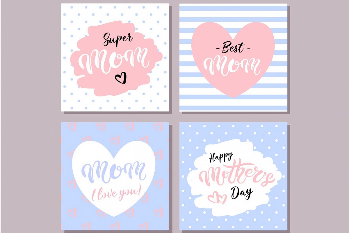Happy Mother's Day Cards. Blue example image 1