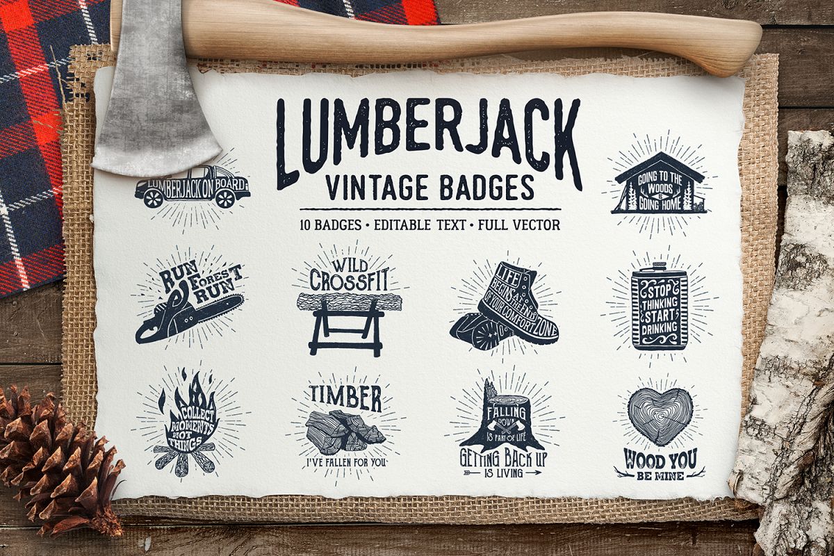 Lumberjack. Vintage Badges (part 1) example image 1