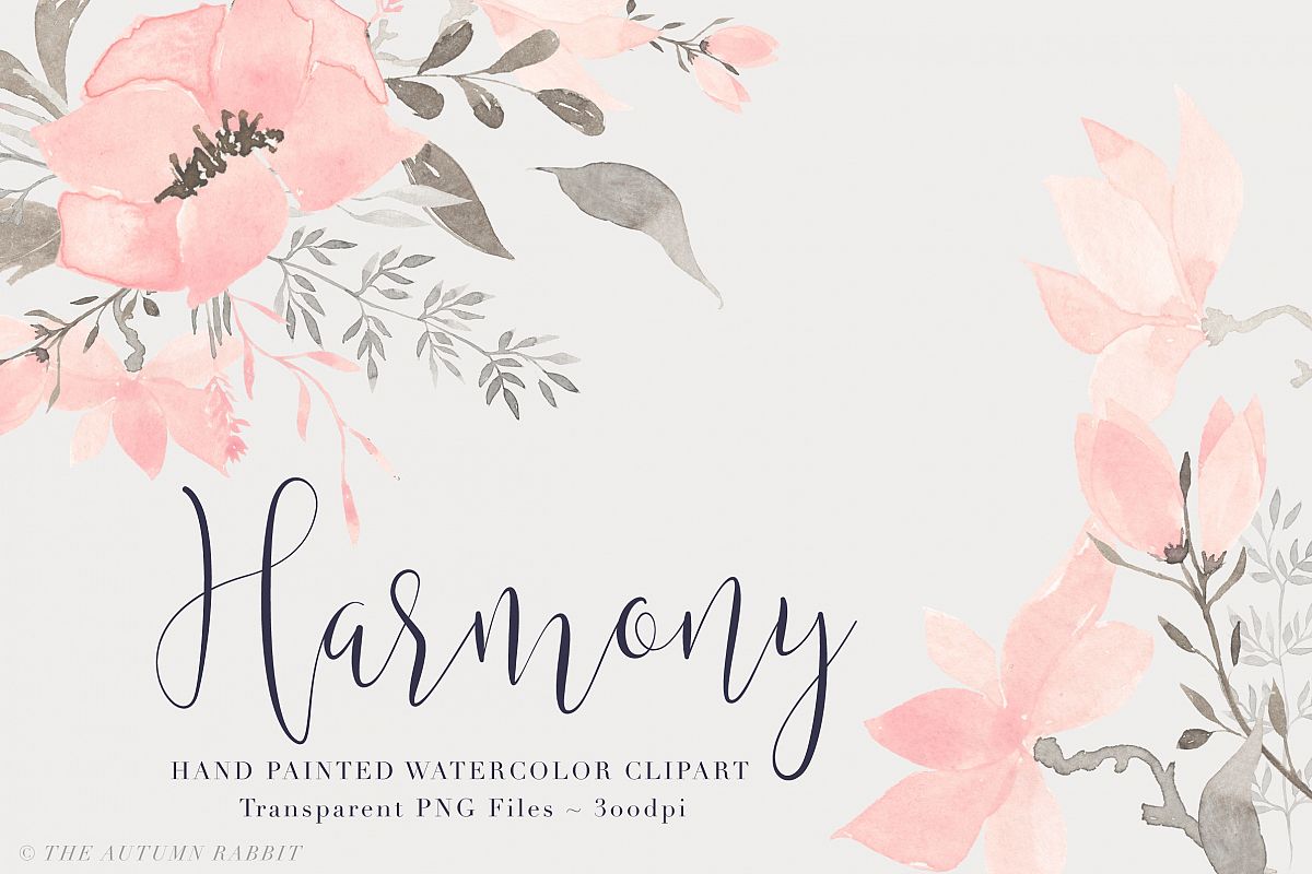 Watercolor Floral Clipart - Harmony example image 1