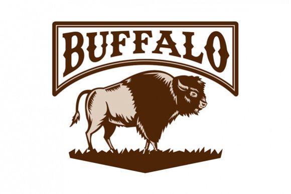 Buffalo American Bison Side Woodcut example image 1