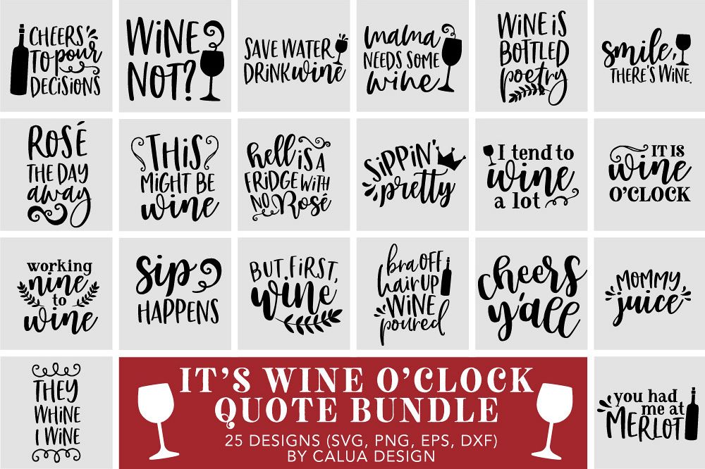 Wine Lover's Quote SVG Cut File Bundle example image 1