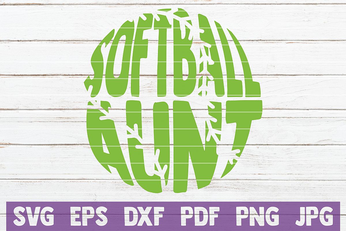 Softball Aunt SVG Cut File | commercial use example image 1
