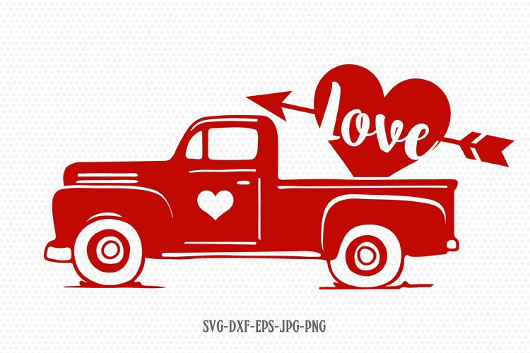 Valentines vintage Truck, Valentines Day SVG, Love SVG (176194) | SVGs