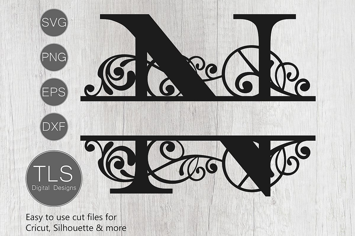 Split Monogram Letter N SVG, Letter N Monogram SVG, Letter