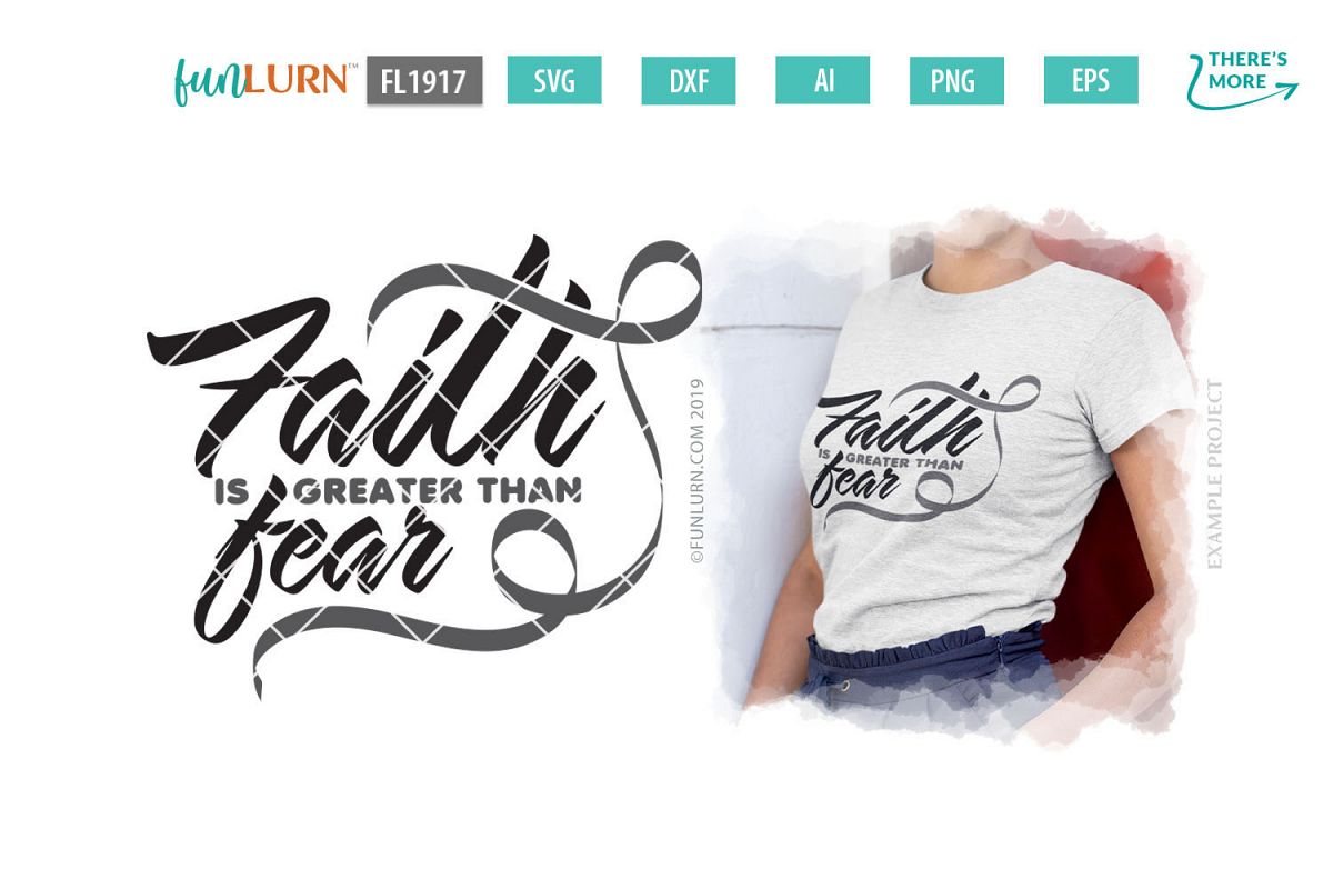 Faith is Greater Than Fear Gray Ribbon SVG Cut File example image 1