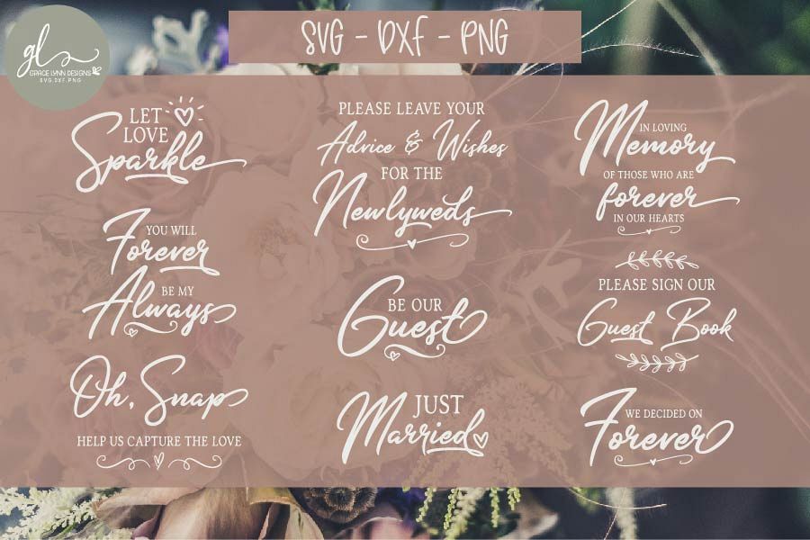 Huge Wedding Sign SVG Bundle - 25 Designs - SVG, DXF & PNG example image 1