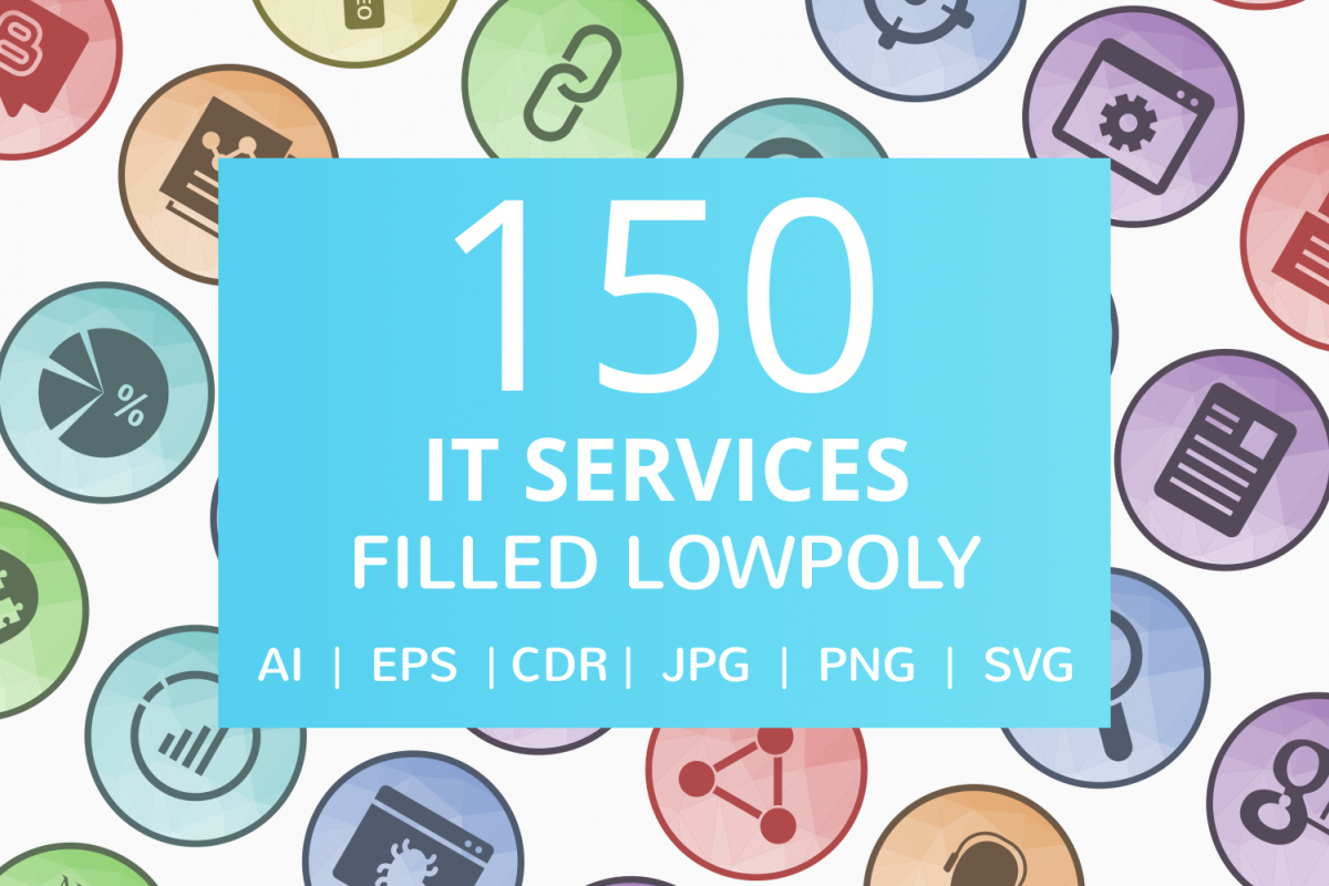 150 IT Services Filled Low Poly Icons example image 1