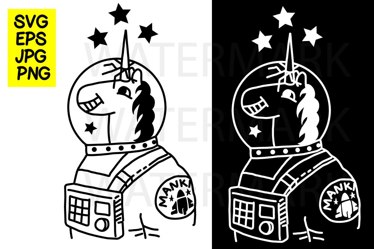 Unicorn Astronaut- SVG-EPS-JPG-PNG example image 1