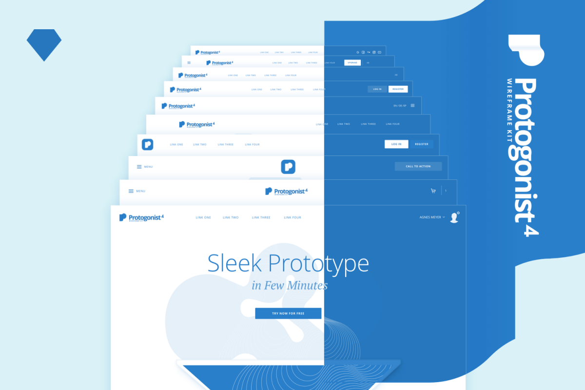Protogonist 4 Wireframe Kit example image 1