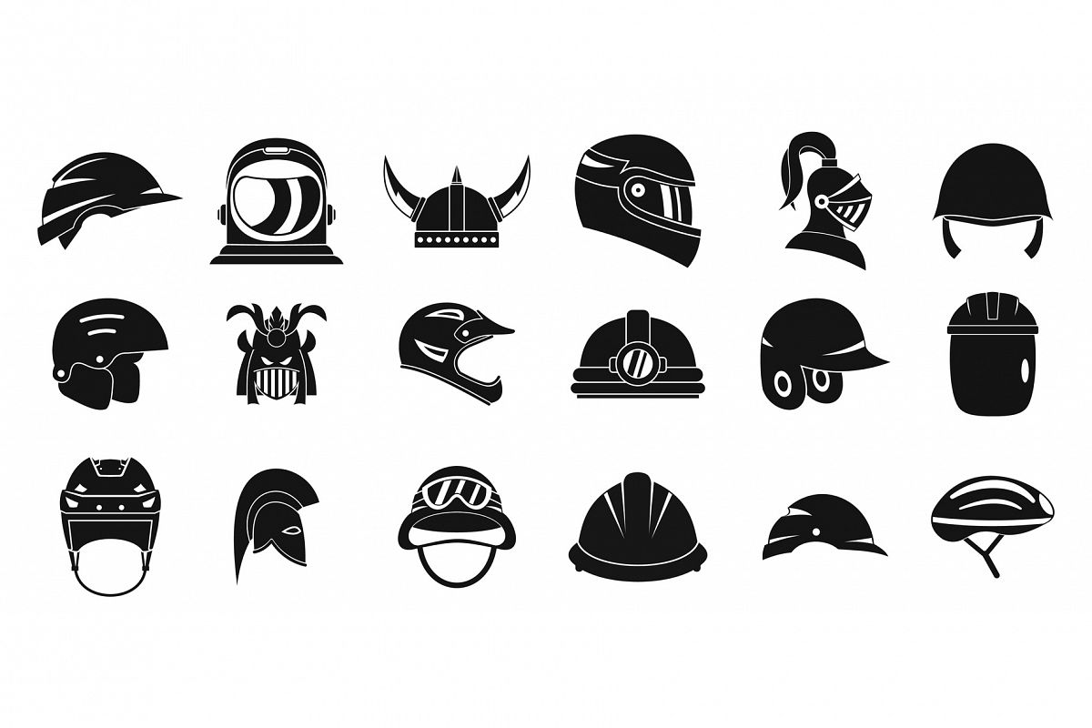 Helmet icon set, simple style example image 1