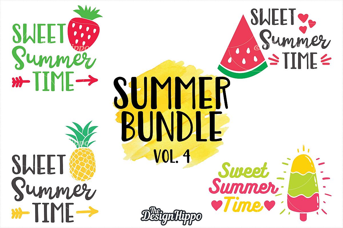 Sweet Summer Time Bundle of 4 SVG DXF PNG EPS Cutting Files