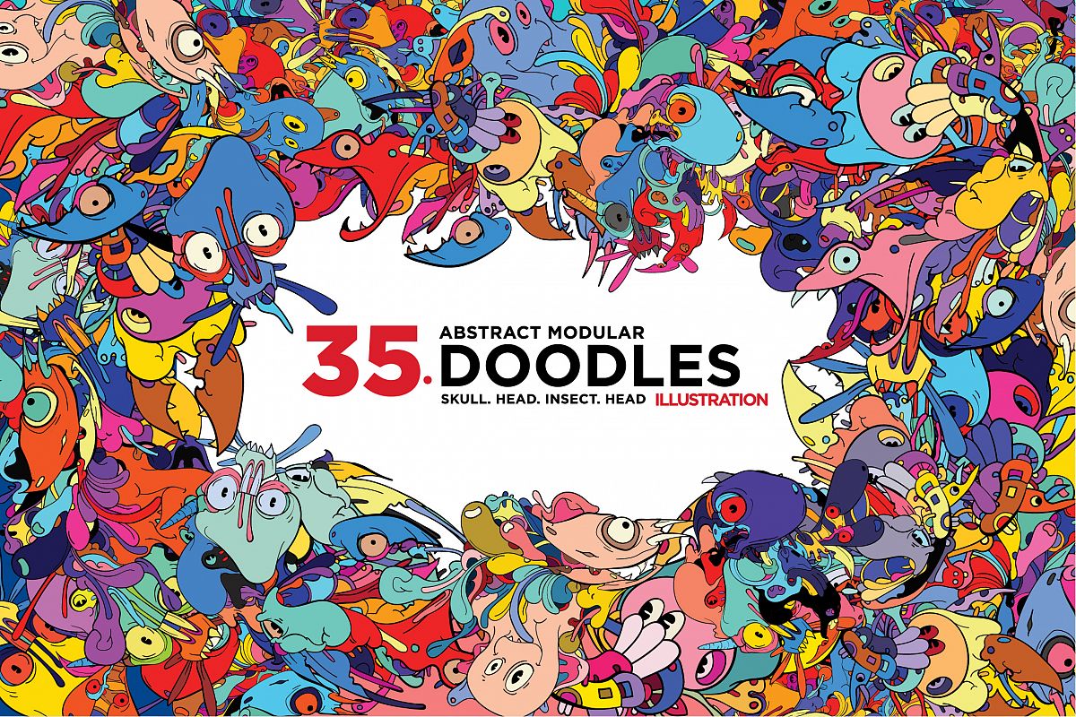 35 Abstract Doodle Illustrations. example image 1