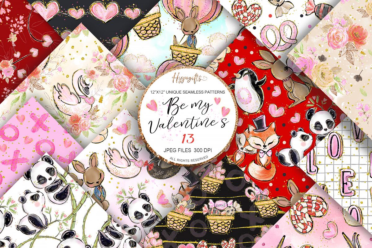 Valentine's patterns,Animal love,Love is in the air example image 1