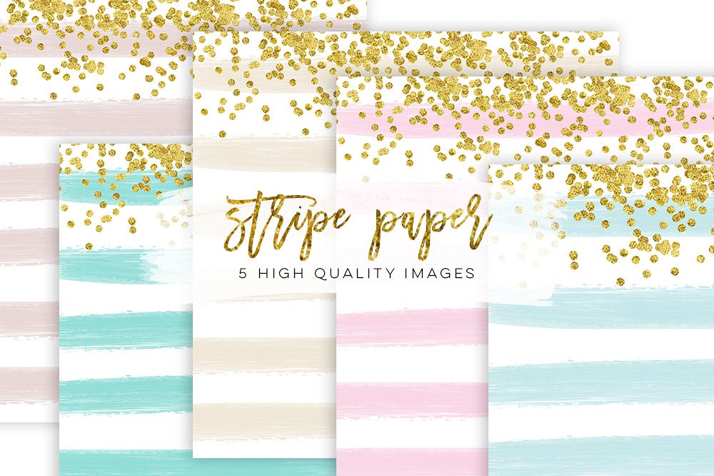 Stripe Confetti Gold Paper Texture, mint Stripe Paper Texture, pink gold Stripe Confetti Paper, Cream paper, printable paper, party supplies example image 1