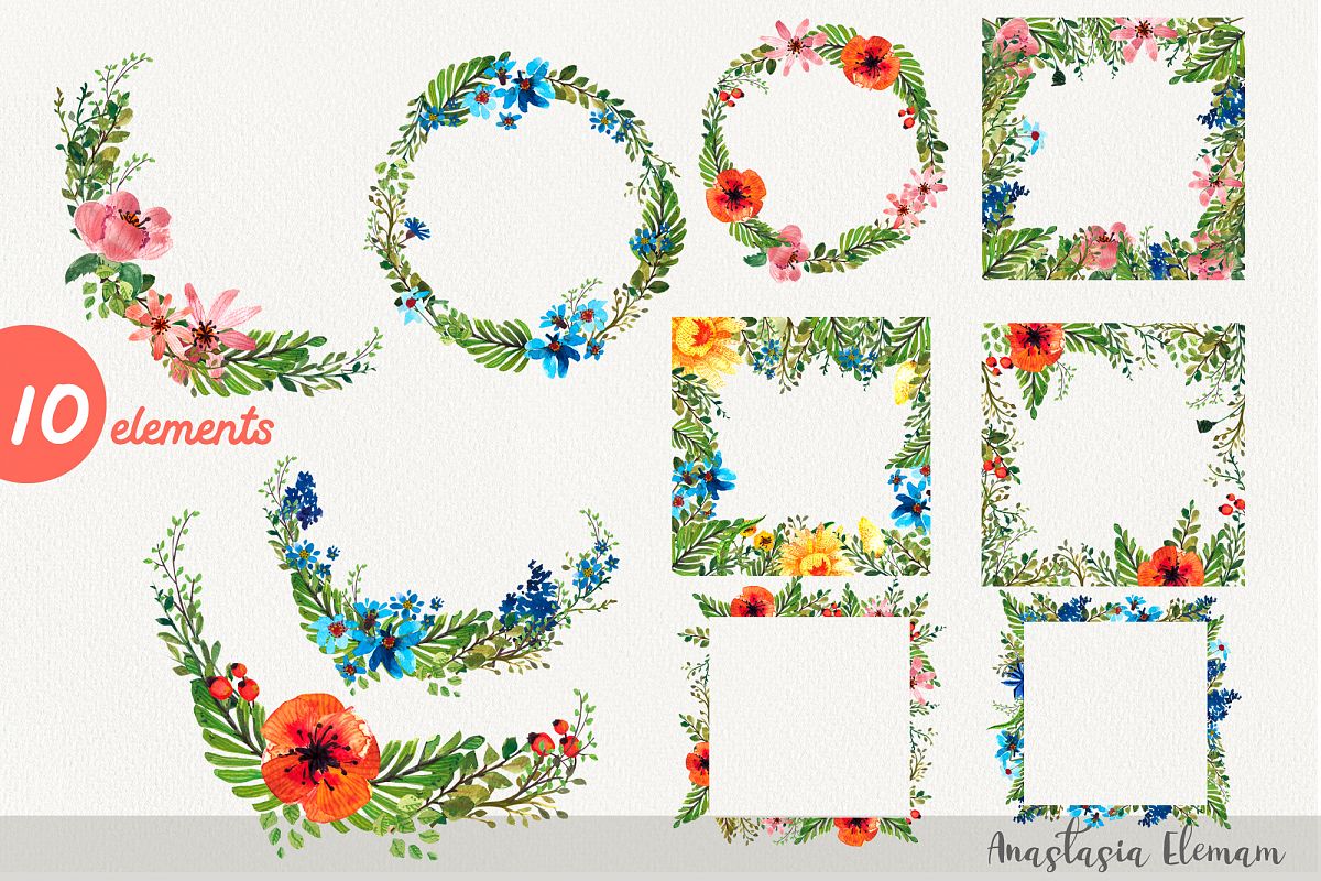 Frames and wreaths flower power 10 isolated clipart jpg png example image 1