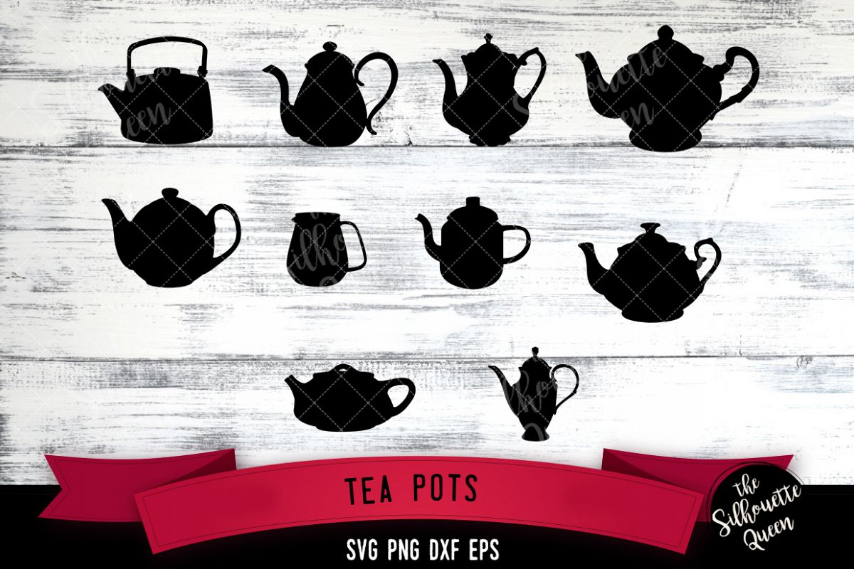 Tea Pots svg file, kettle svg cut file, silhouette studio example image 1