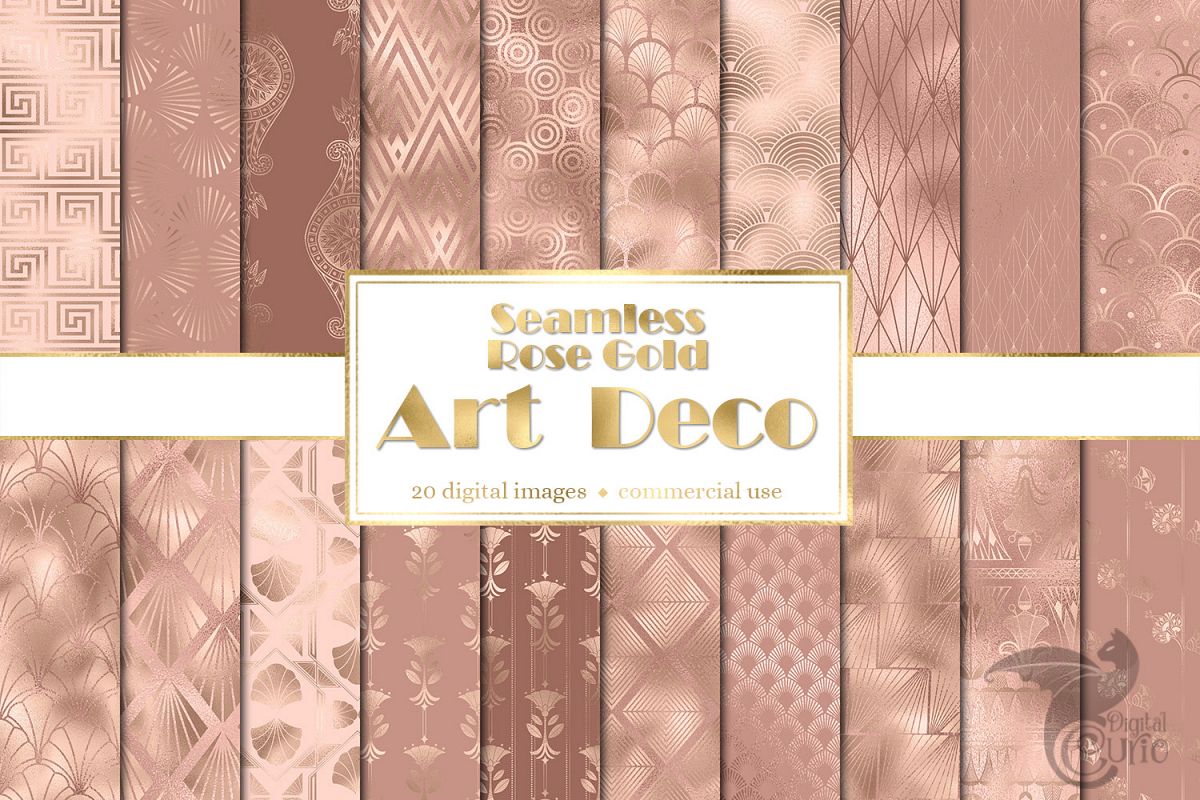 Rose Gold Art Deco Digital Paper example image 1
