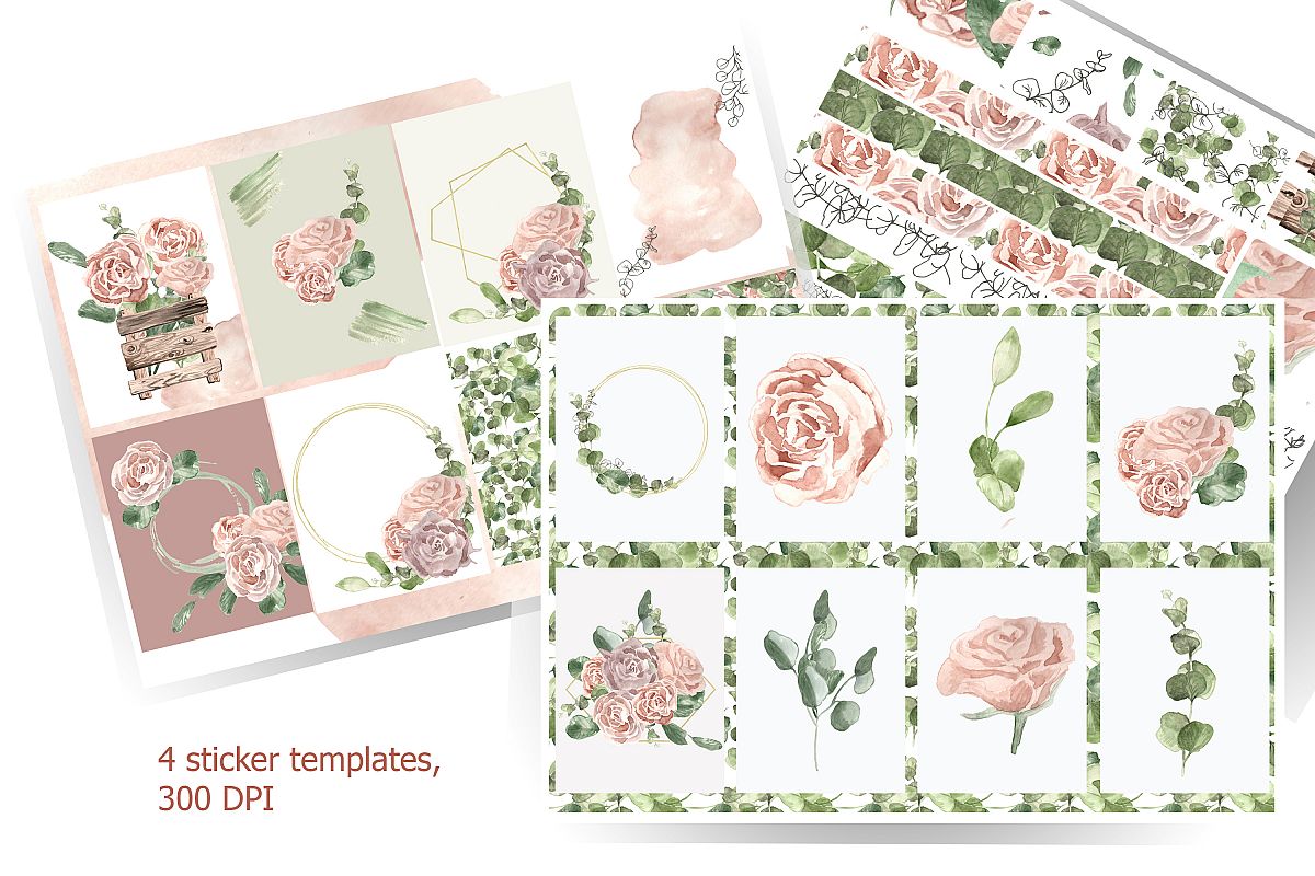 Template for printing labels in boho watercolor style example image 1