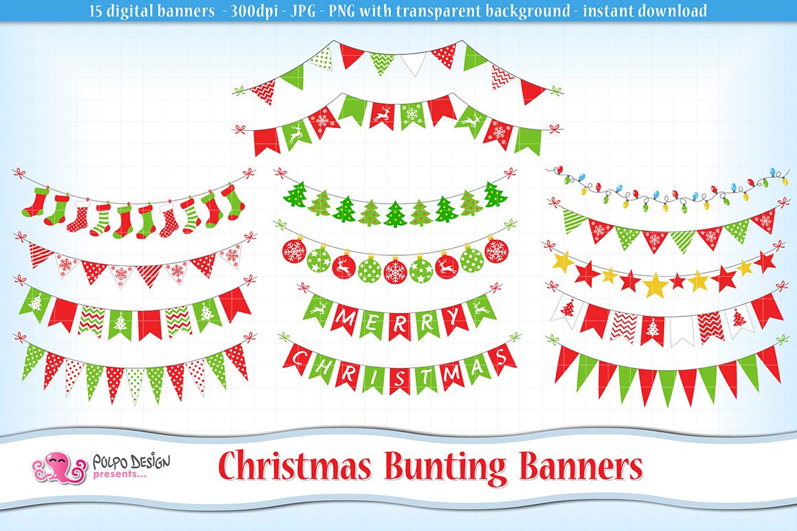 Download Christmas Bunting banners clipart