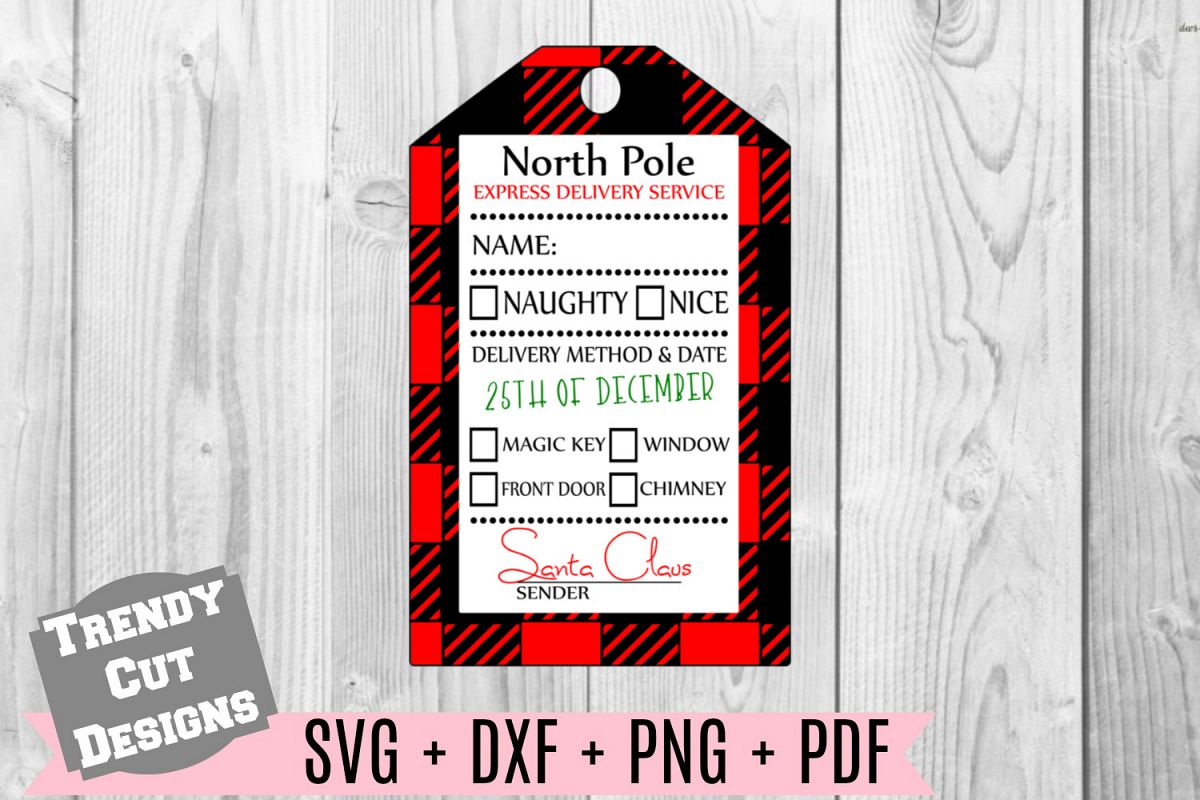 Christmas Gift Tag Buffalo Plaid SVG Print and Cut example image 1