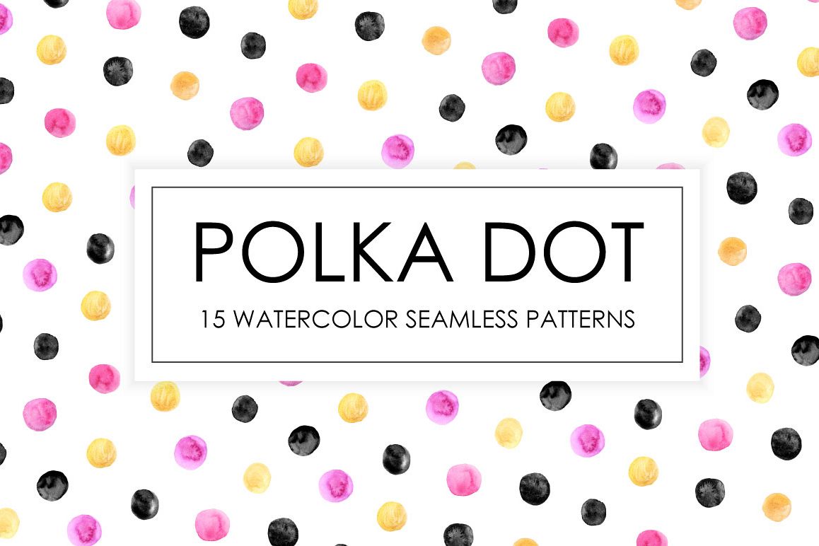 Watercolor Polka Dot Seamless Patterns example image 1