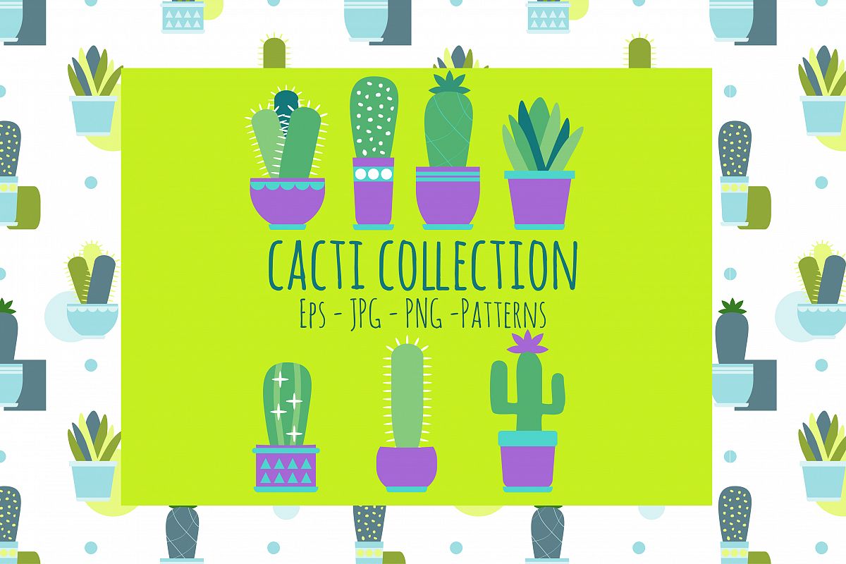 Cacti clipart set + Vector, Scandinavian style example image 1